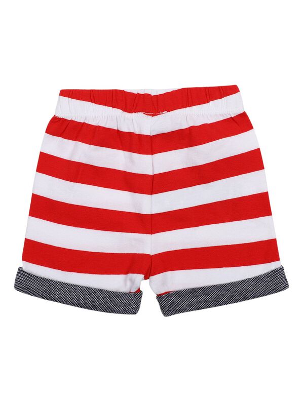 Boys White & Red Printed Polo with Short Pants image number 4
